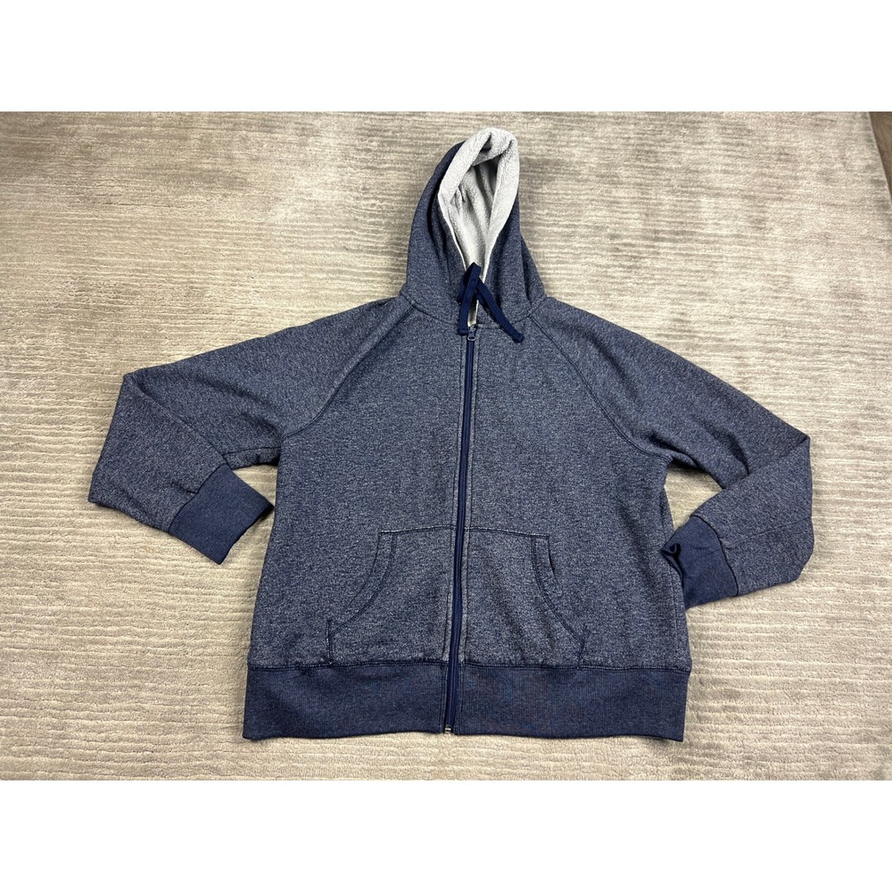 Faded‎ Glory Hoodie Women XL Blue Sapphire Full Zip Sherpa Lined Heathered